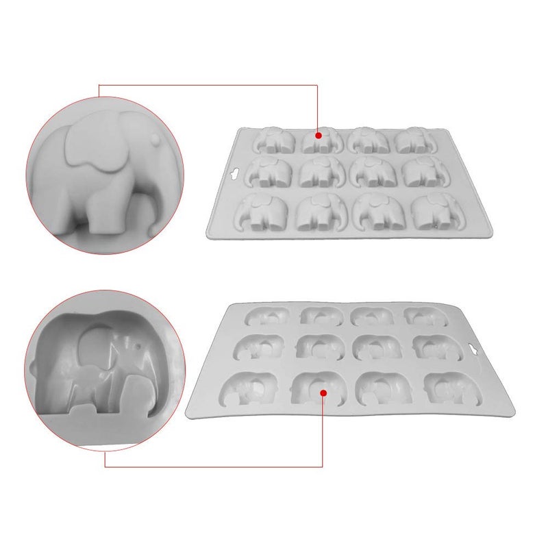 HiParty 12 Cavities Elephant Chocolate Candy Silicone Mold Gummy Fat Bomb Mould Resin Clay Mini Soap Crayon Mold Ice Cube Tray Cake Cookie Baking Pan for Baby Shower - Image 4